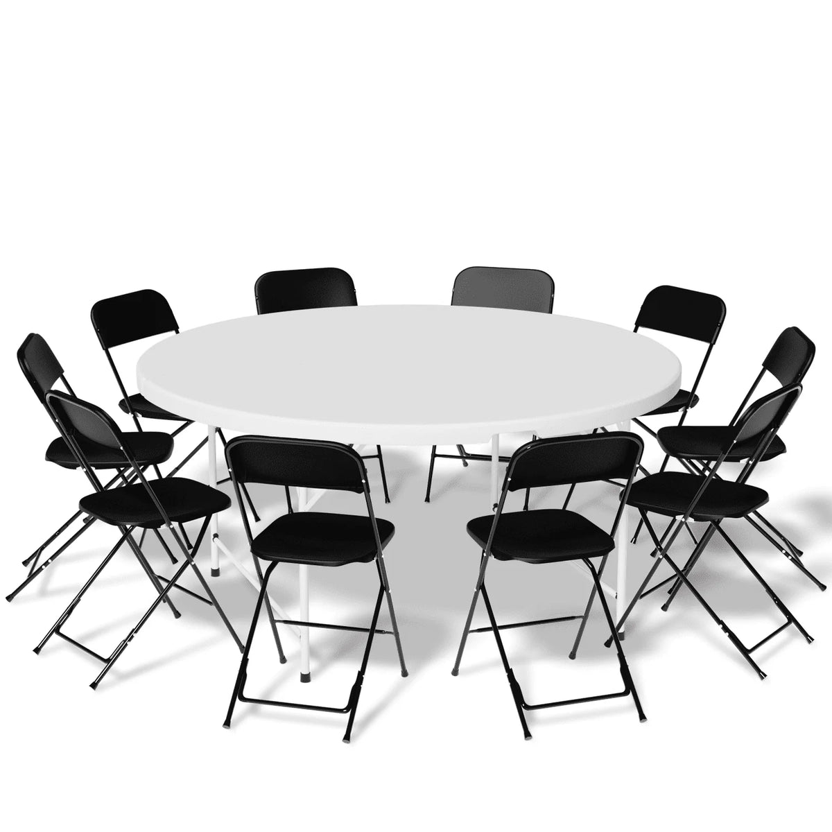11 Pieces White Plastic Folding Table and Chair Set O3734