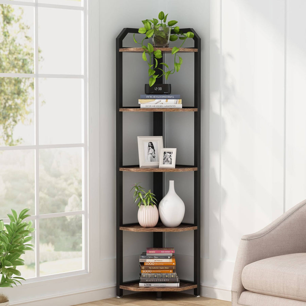 Brown 5 Tier Corner Bookshelf U962