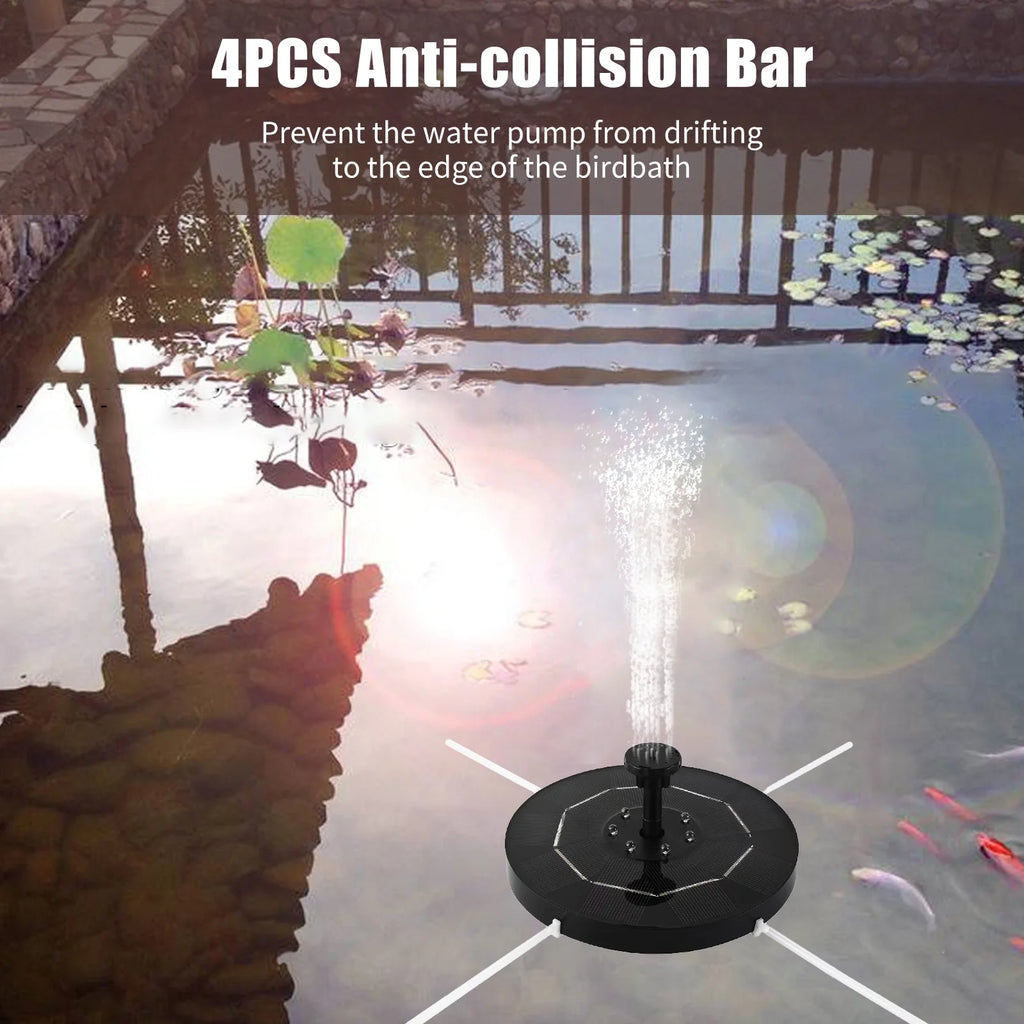 Solar Fountain Pump with Colorful Gradient Light 1800mAh Battery 6 Nozzles Z6446