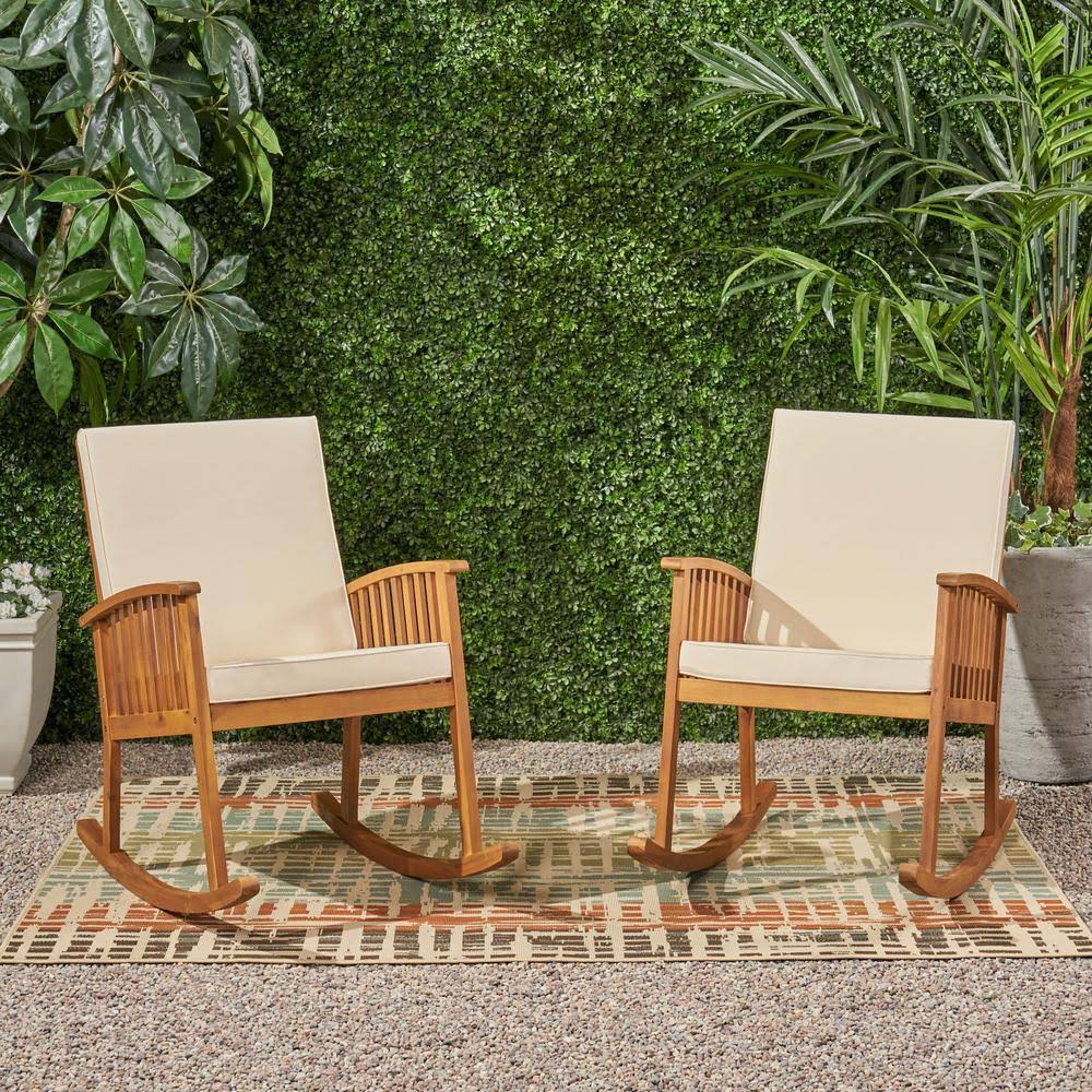 Brown Acacia Wood Rocking Chair Set of 2 A98580
