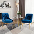 Navy Blue Velvet Dining Chair Set of 2 with Gold Legs S34307