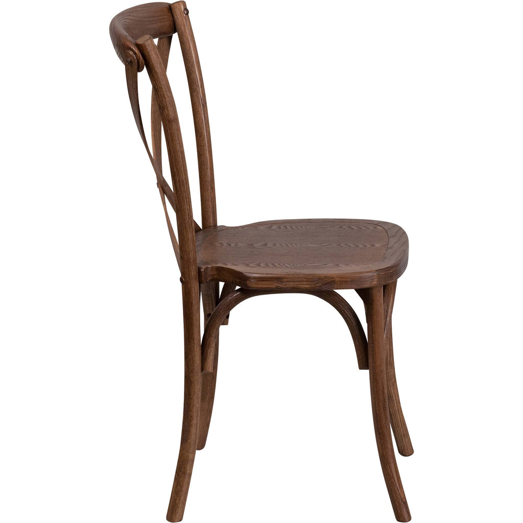 Stackable Wood Cross Back Chair, Pecan N324