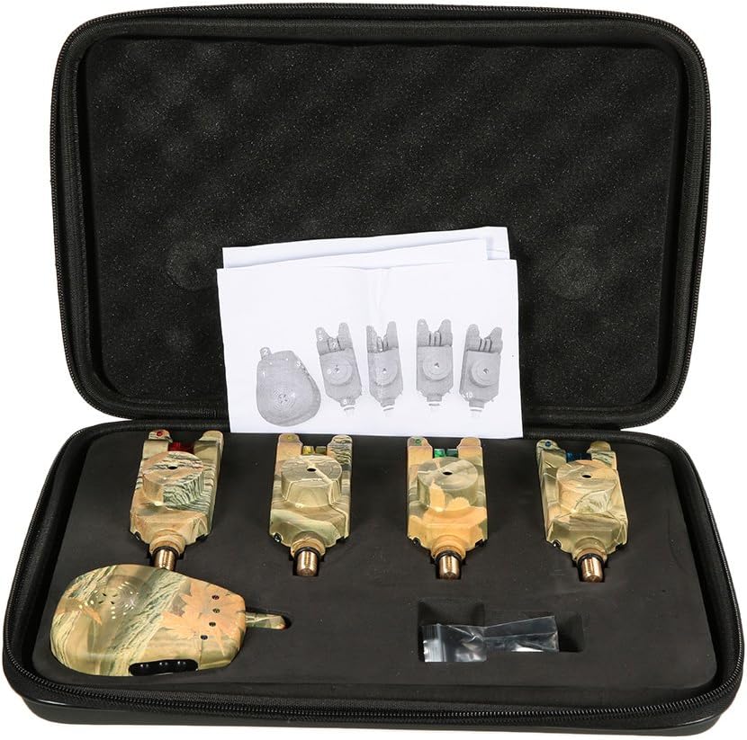 Wireless LED Fishing Bite Alarm Set with Case 3/4 Alarms + 1 Receiver J8843