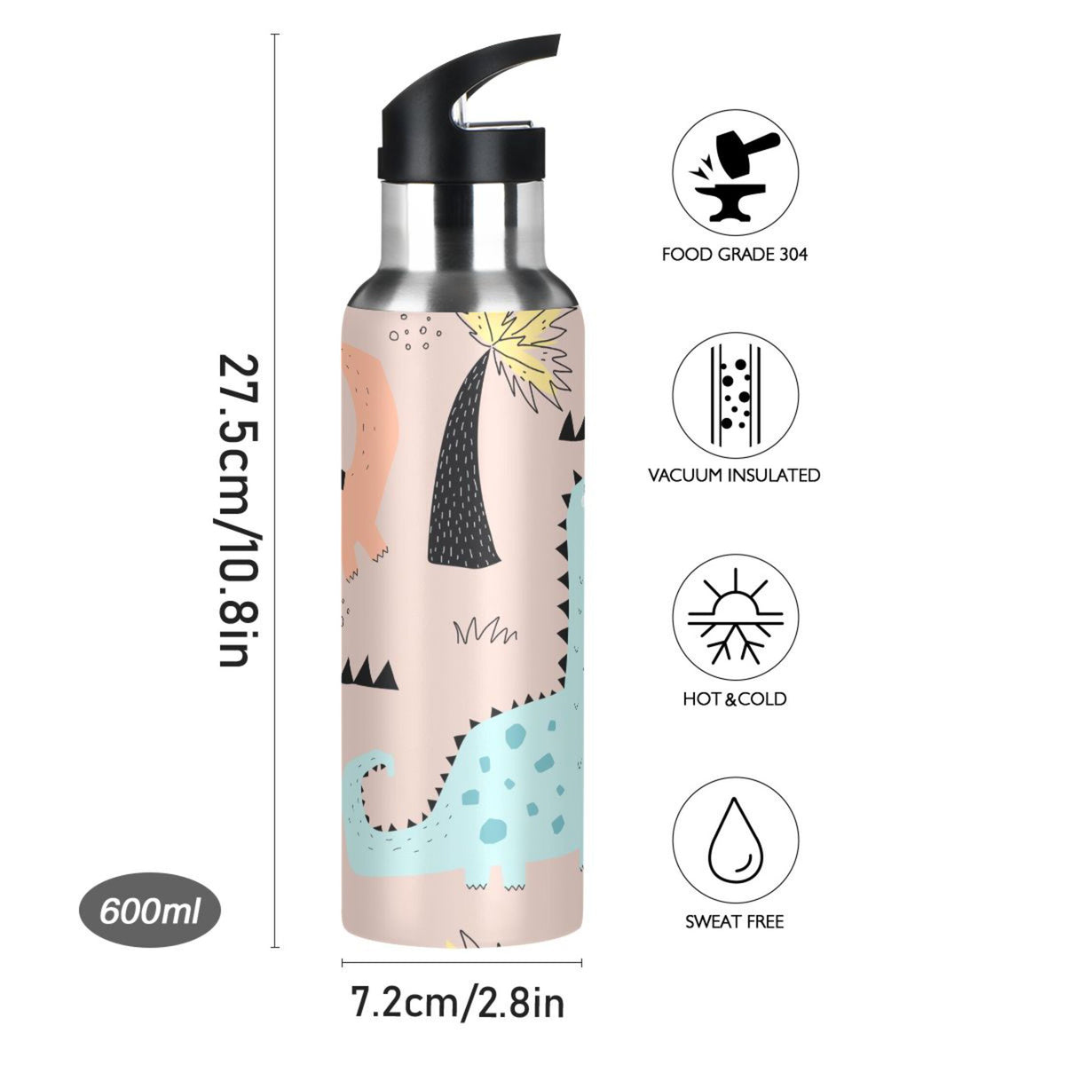 Blue Stainless Steel Vacuum Insulated Water Bottle with Straw Lid 20 OZ A14749