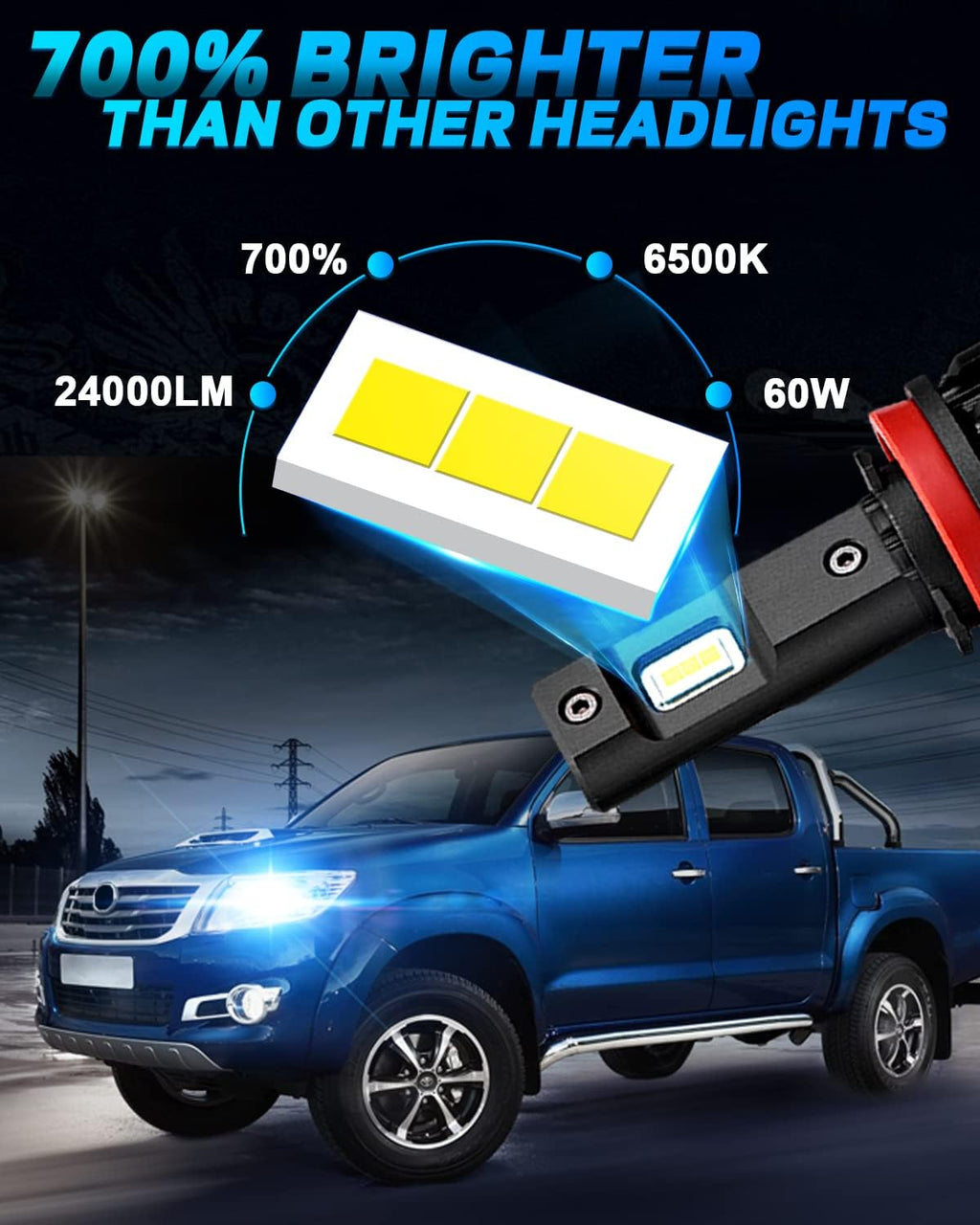9005/HB3 High Beam 9006/HB4 Low Beam LED Headlight Bulbs Combo 120W 24000LM 6500K Cool White, Pack of 4 N489792