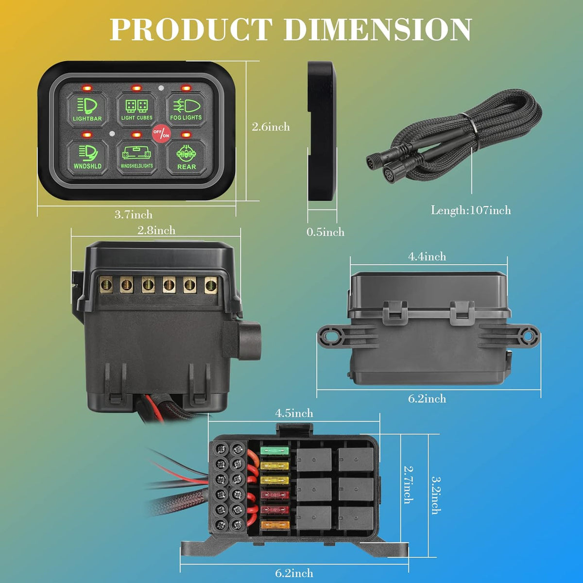 8 Gang LED Touch Control Switch Panel Box for Car Truck ATV UTV Boat Marine SUV Caravan R366214