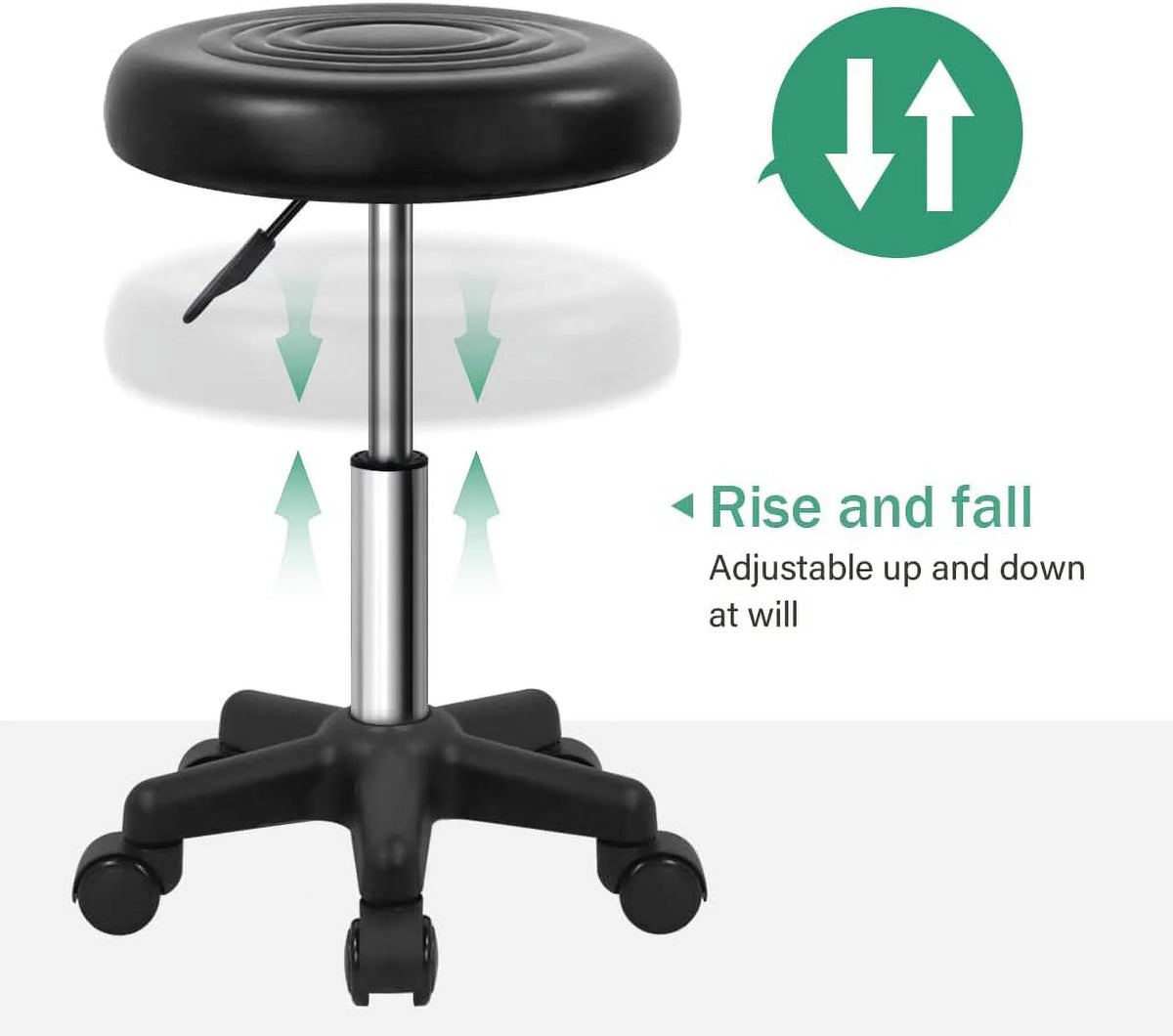 Round Swivel Stool with Wheels Black K5709