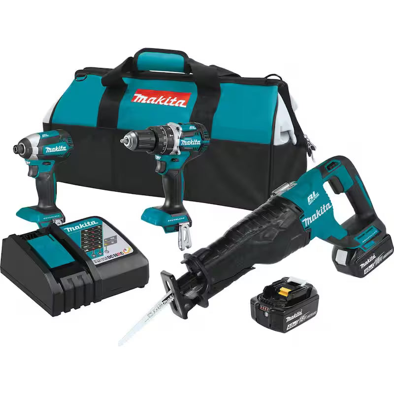 18V Lithium-Ion Brushless Cordless 3-Tool Combo Kit with 4.0 Ah Batteries B838