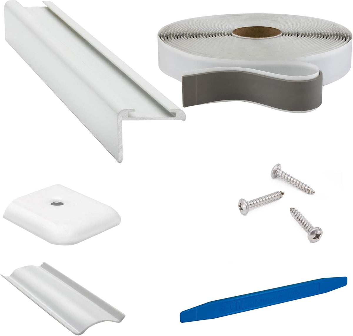 White Aluminum RV Roof Trim Kit (20 Feet) E584064