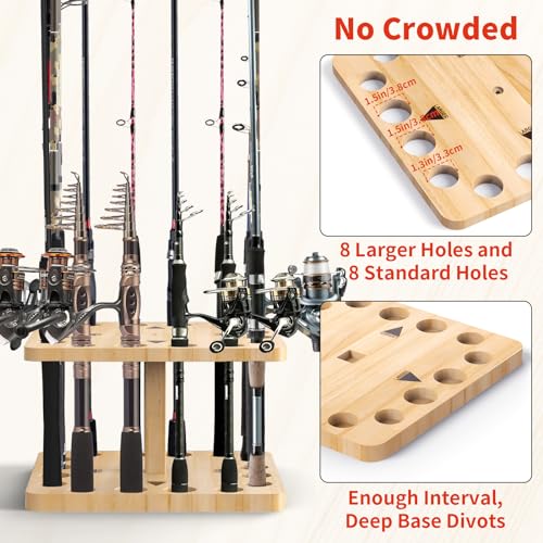 Natural Wooden Fishing Rod Storage Rack Q423194