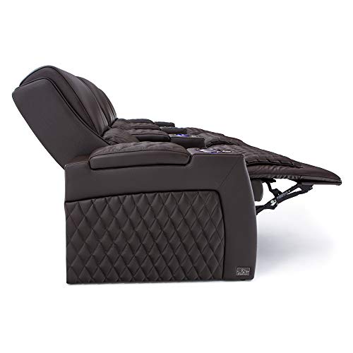 Top Grain Leather Power Recliner with Power Headrests and Power Lumbar (Row of 2, Brown) X675616