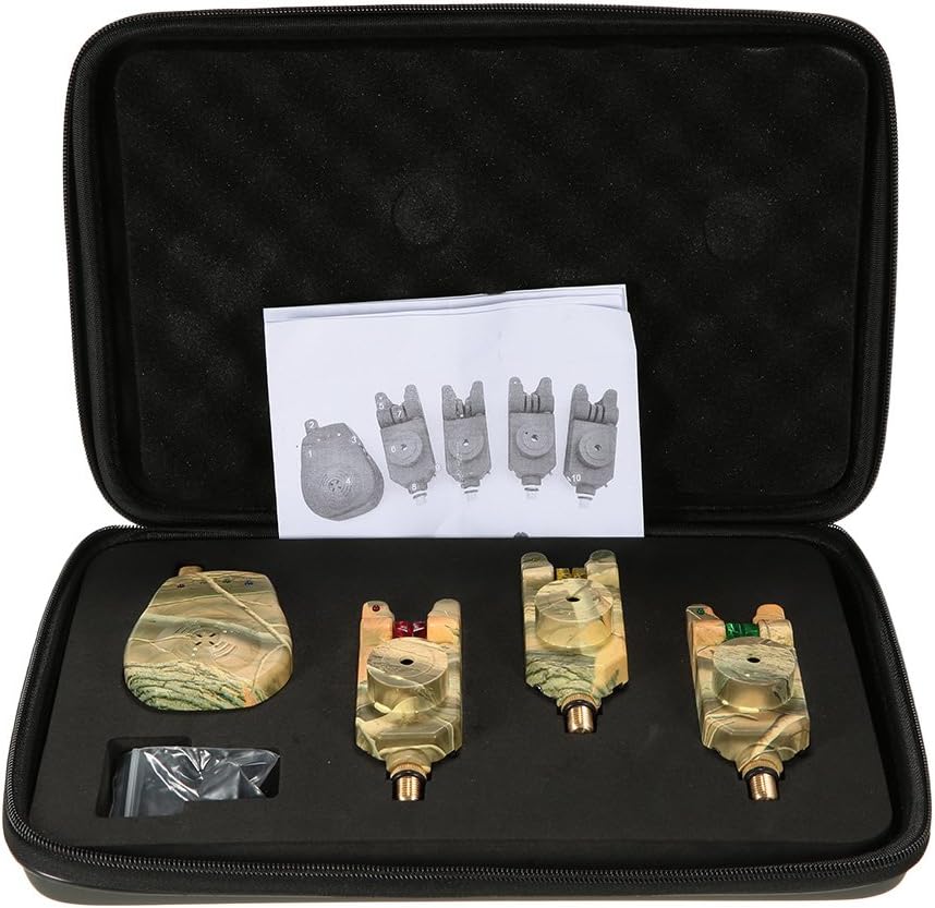 Wireless LED Fishing Bite Alarm Set with Case 3/4 Alarms + 1 Receiver J8843