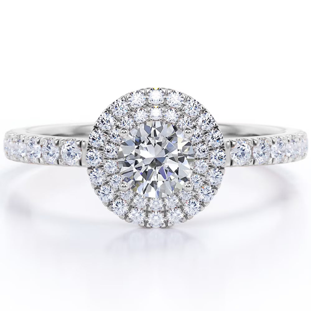 18K White Gold Plated Moissanite Engagement Ring H8204