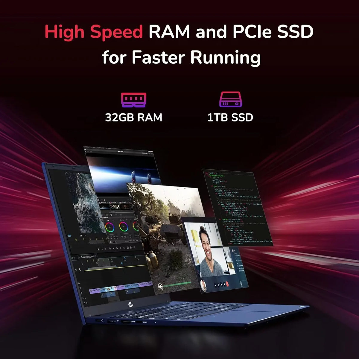 15.6" IPS FHD Gaming Laptop 8 Cores AMD Ryzen 7 6800H 16GB DDR5 RAM 1TB SSD AMD Radeon 680M GPU Backlit Keyboard Fingerprint Y109050
