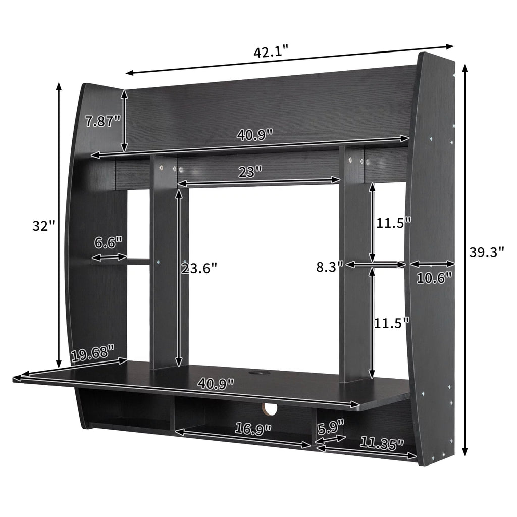 Floating Computer Desk with Storage Shelves D1897