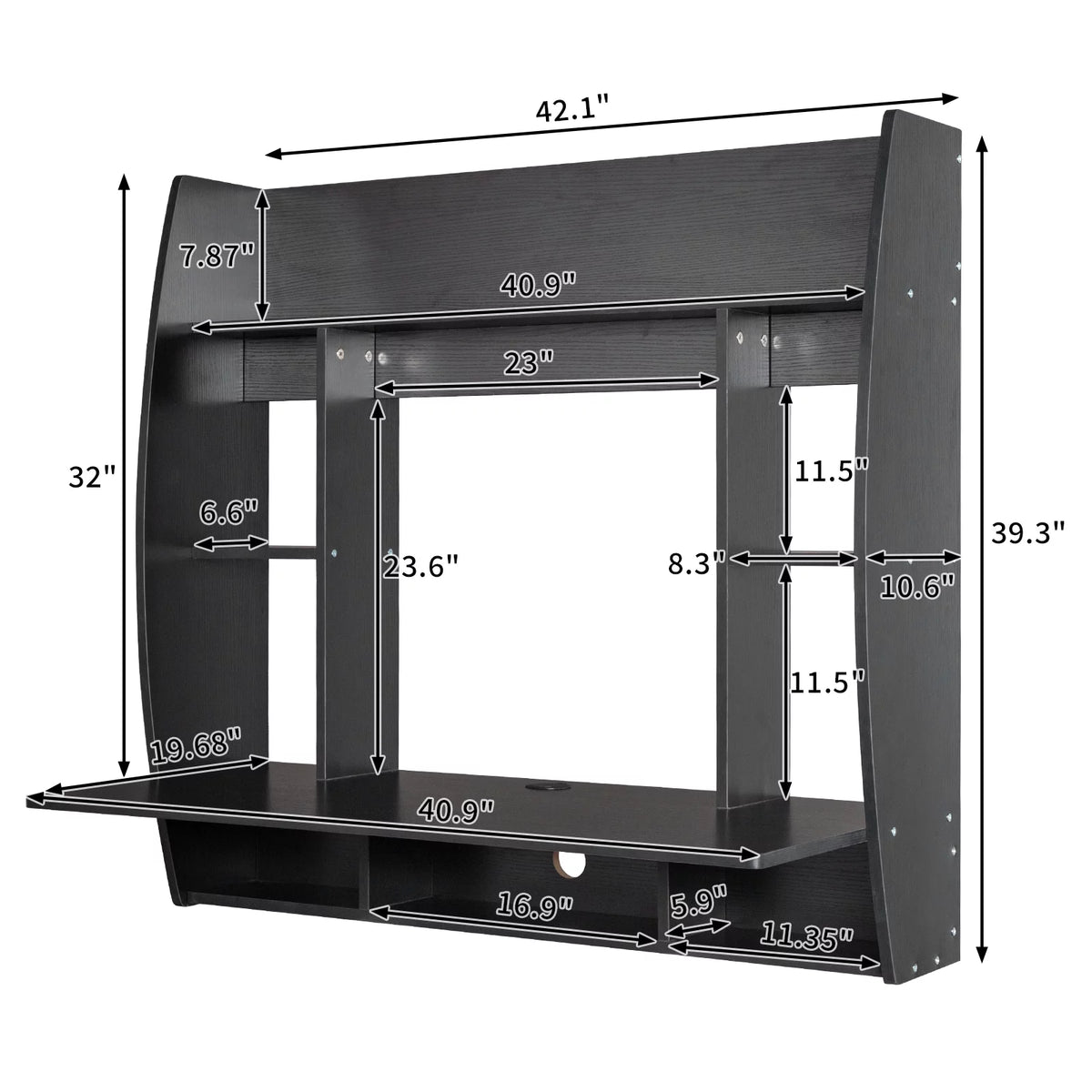 Floating Computer Desk with Storage Shelves D1897