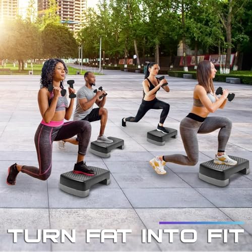 Adjustable Height Aerobic Exercise Step Platform with 2 Risers F88455