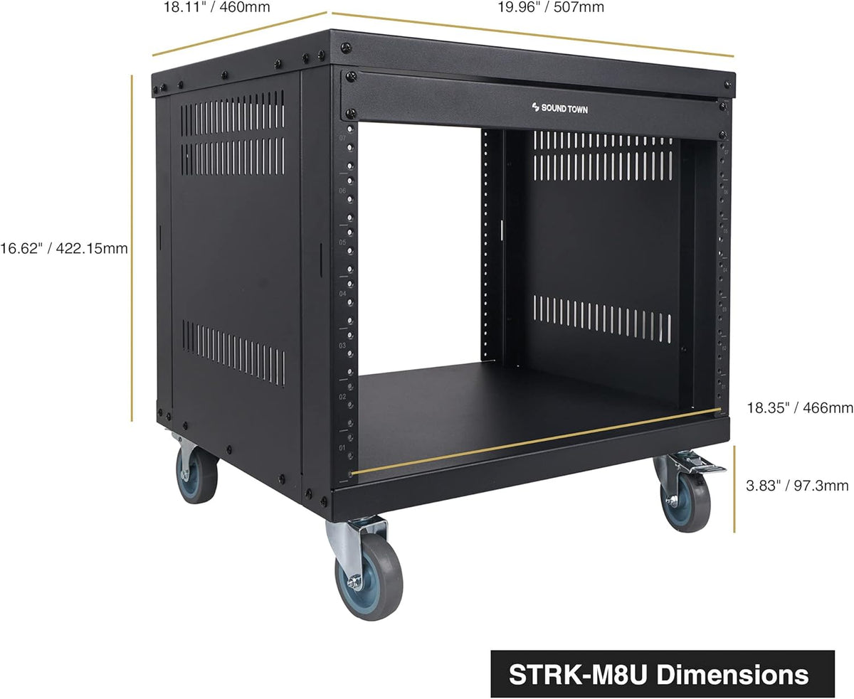 8U Steel Rack with Locking Casters L37715