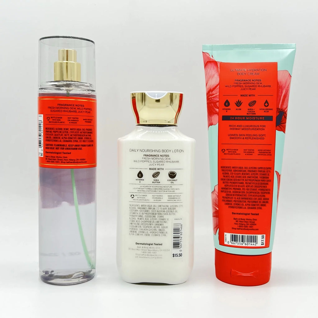 Poppy Fine Fragrance Mist, Body Lotion and Body Cream 3-Piece Bundle B7299