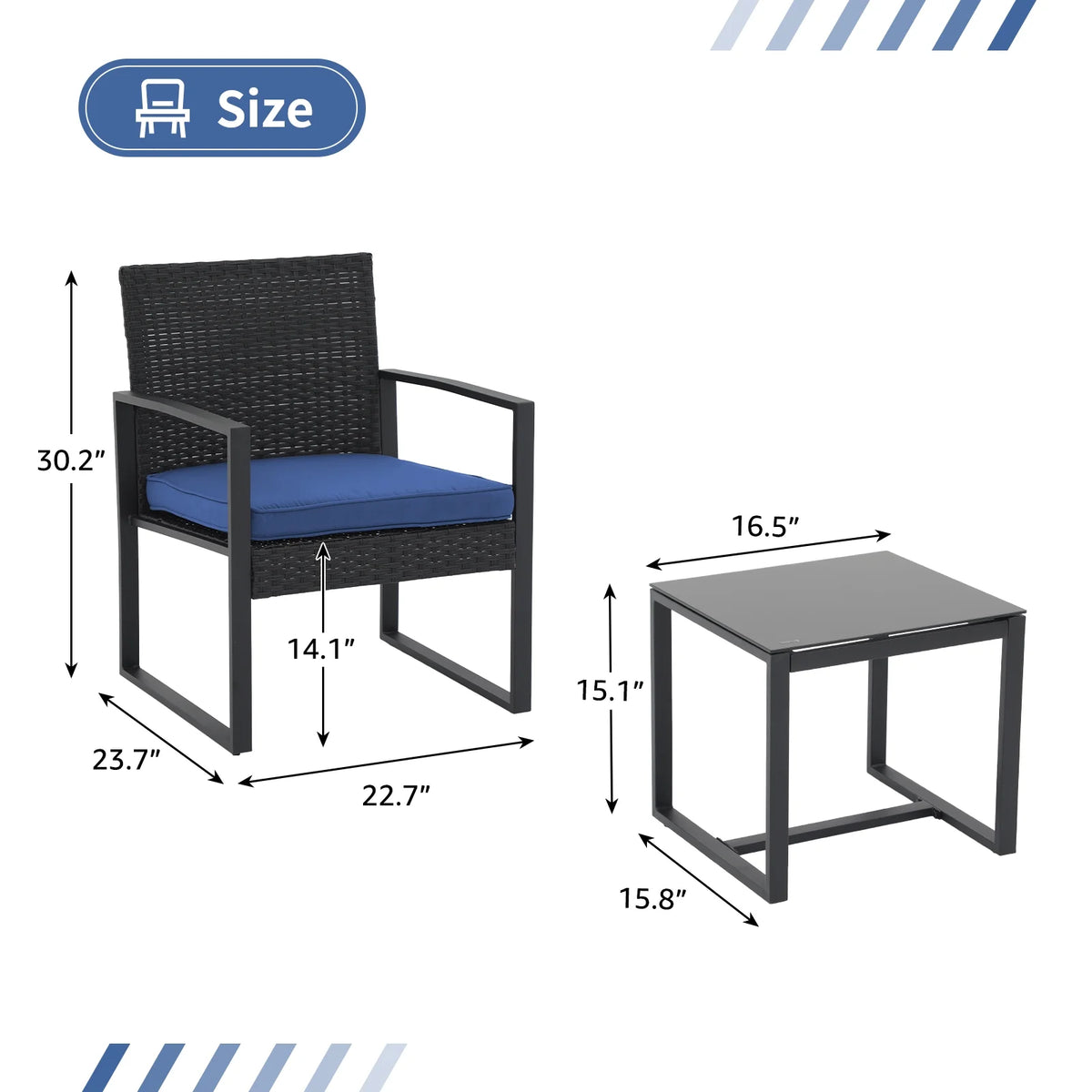 3 Piece Wicker Patio Bistro Set with Coffee Table C56494