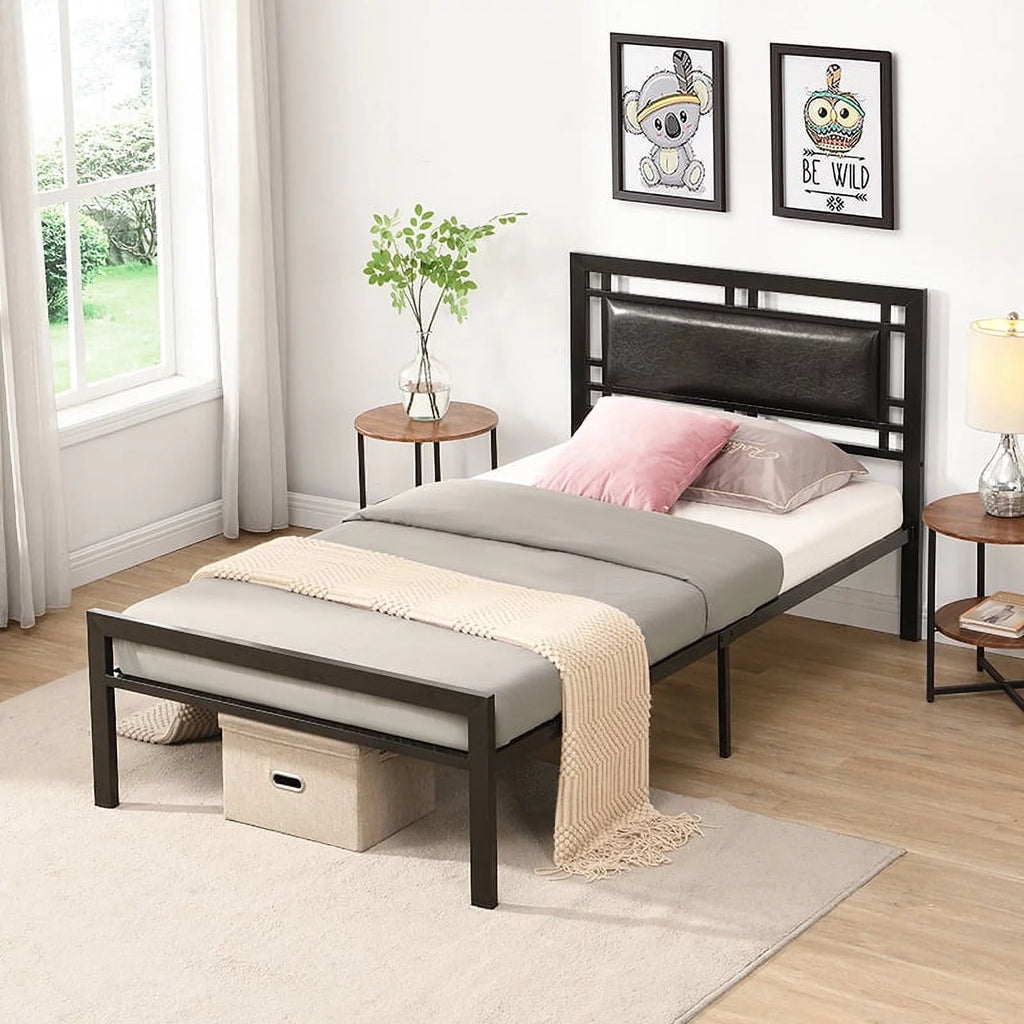 Twin Size Black Metal Bed Frame C6299