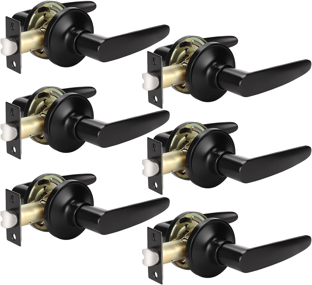Matte Black 5 Pack Door Handle Lock Set with Double Keyed Deadbolt B95495