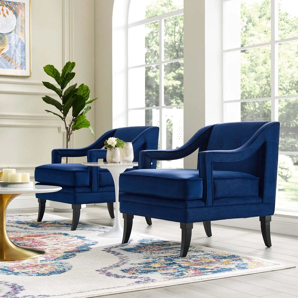 Navy Performance Velvet Set of 2 Living Room Set T535880