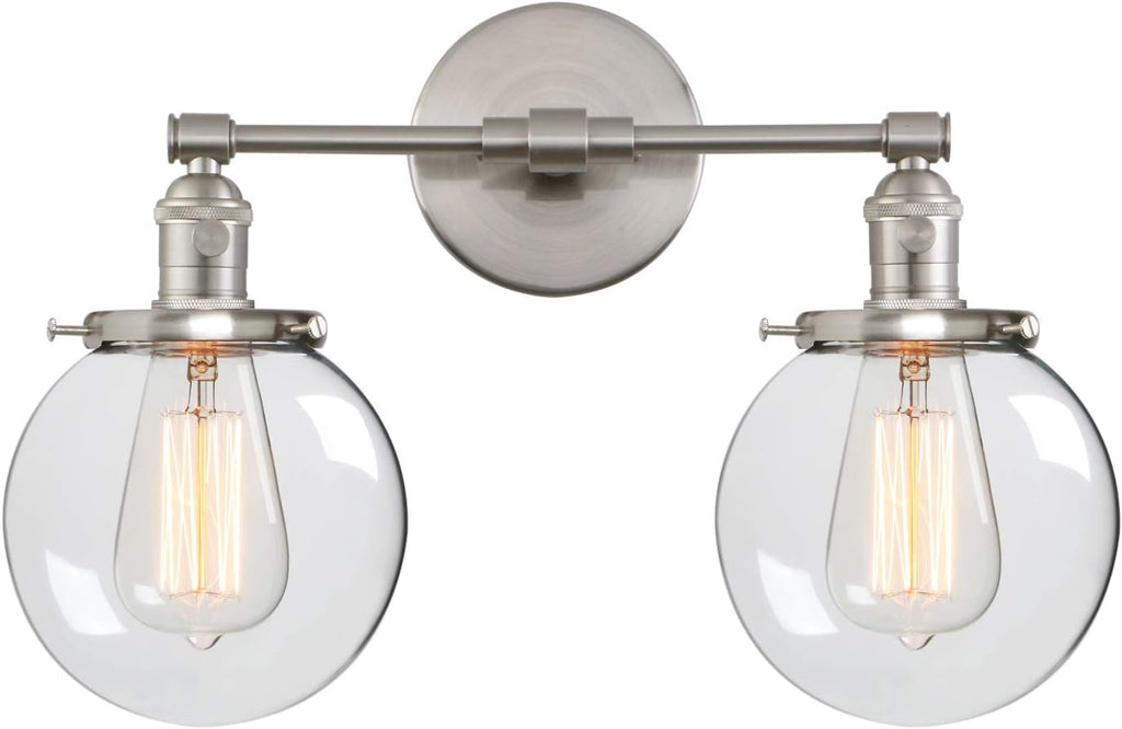 Clear Double Sconce Wall Light with Glass Round Canopy X59107