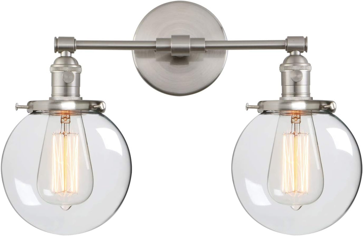 Clear Double Sconce Wall Light with Glass Round Canopy X59107