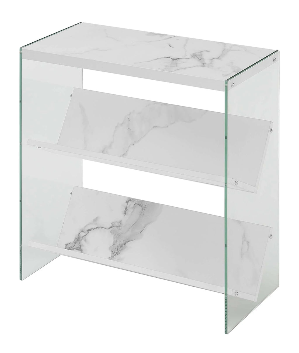 White Faux Marble Bookcase D365