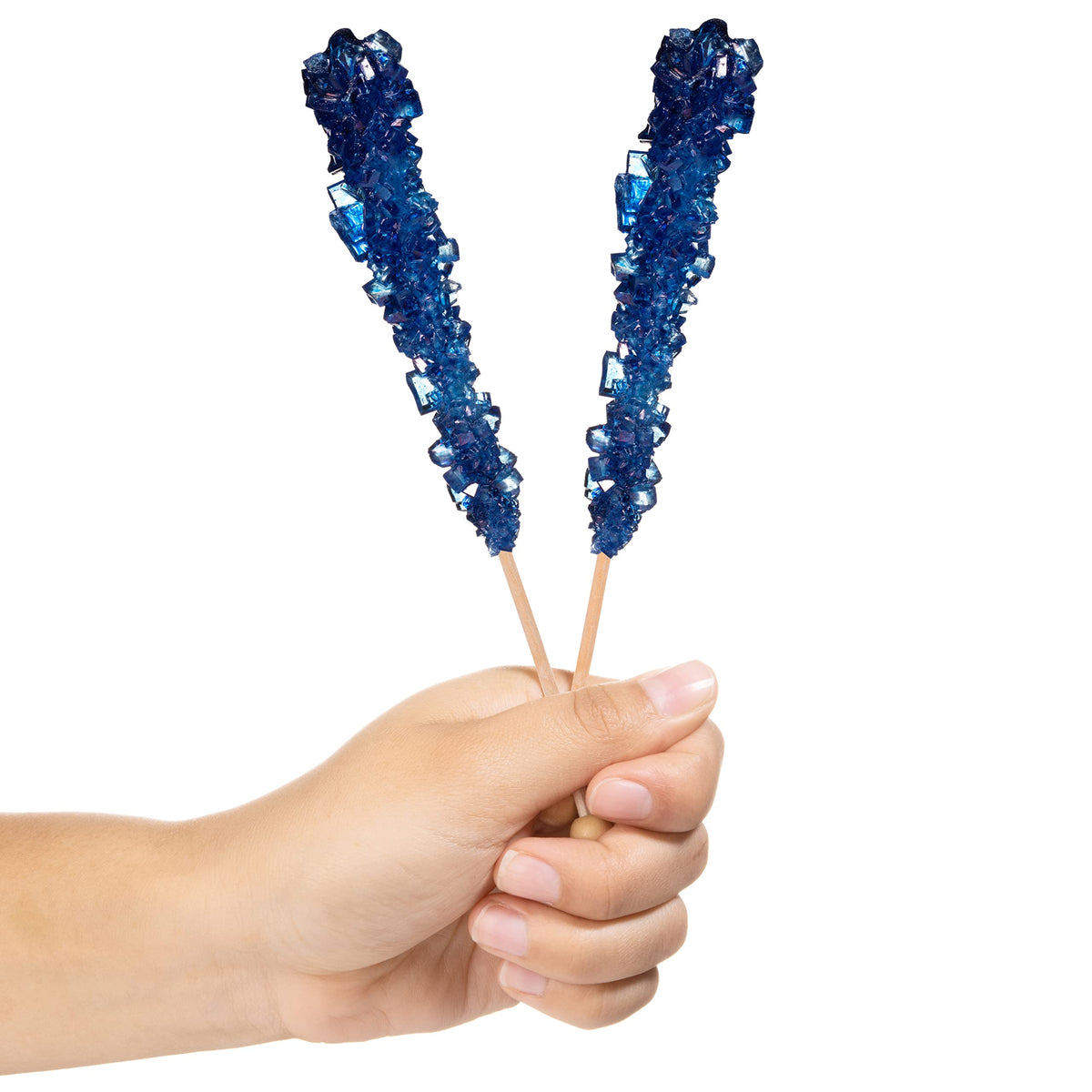 Navy Blue Rock Candy Crystal Sticks - Blue Raspberry Flavored - 12 Indiv. Wrapped X32339