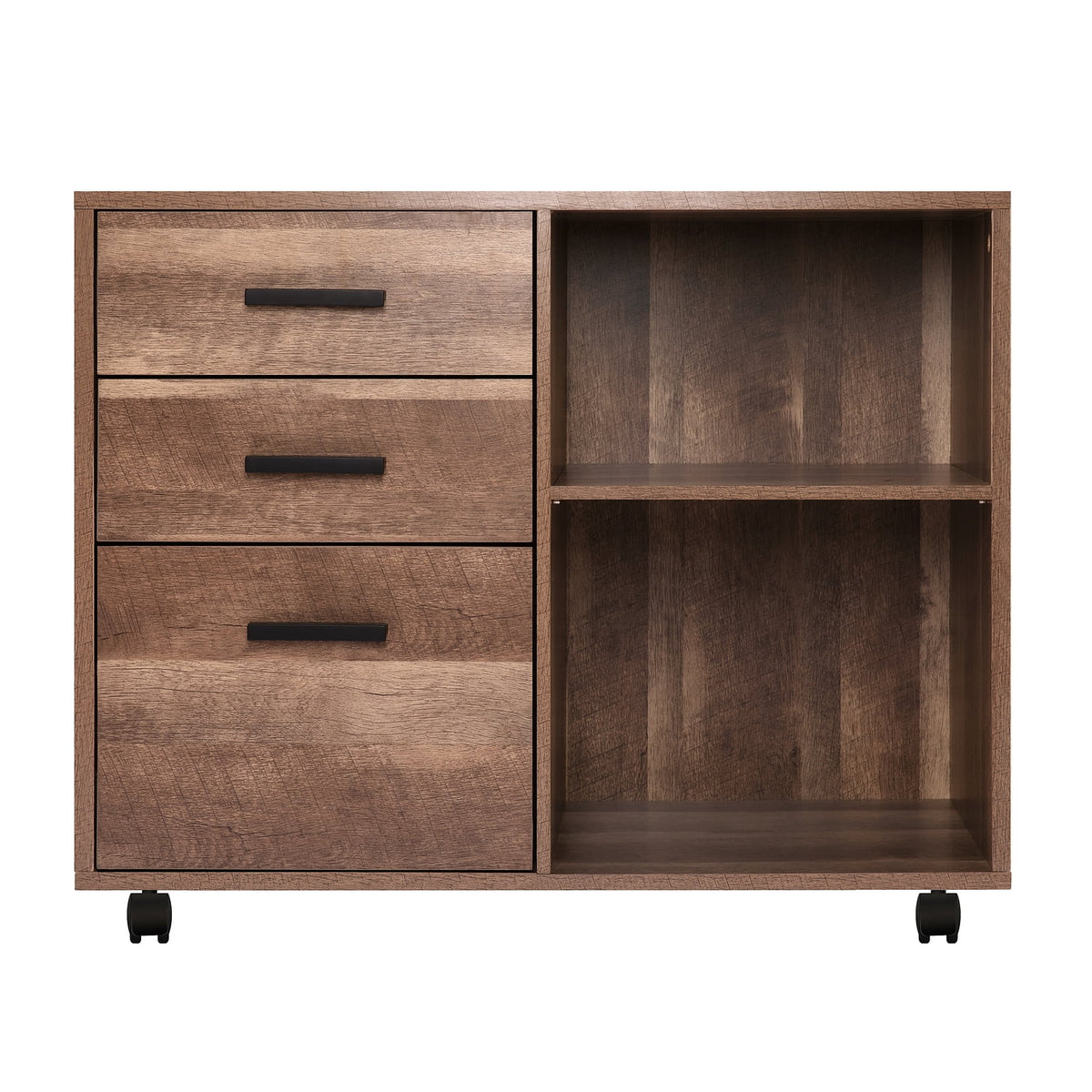 Rolling Office Cabinet with Drawers, Walnut R616897