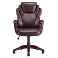 Brown PU Seat Adjustable Height Executive Chair with PE Casters T613