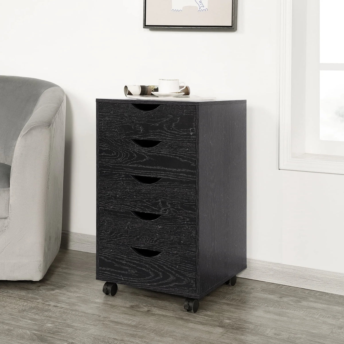 White Wooden Mobile File Cabinet T9720