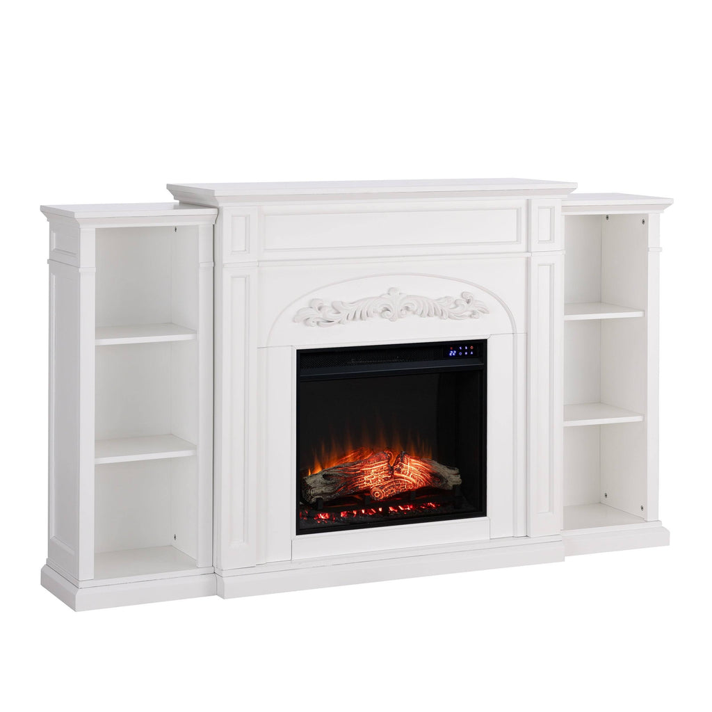 White Electric Fireplace Bookcase W3365