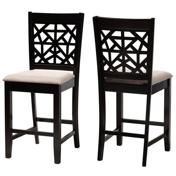 Sand/Espresso Brown Counter Stools, Set of 2 U73997
