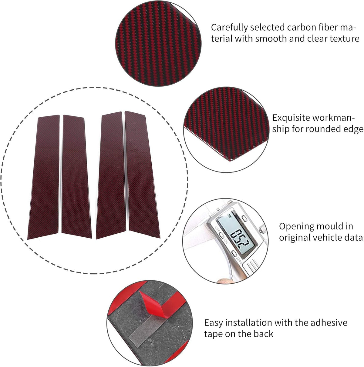 Carbon Fiber B Pillar Post Trim Cover Window Column Stickers Decoration Sticker Y847