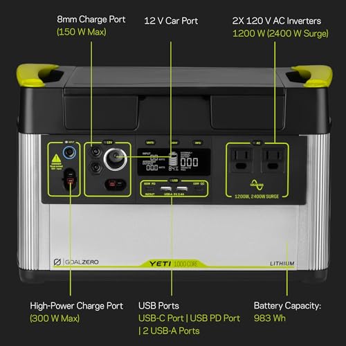 Portable Power Station, 1,000 W, Solar-Powered Generator S238156