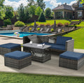 4 Piece Wicker Patio Furniture Set with 2 Ottomans & Coffee Table C53319