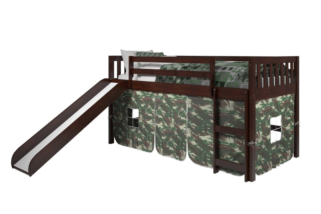 Twin Low Loft Bed with Slide Cappuccino C6587