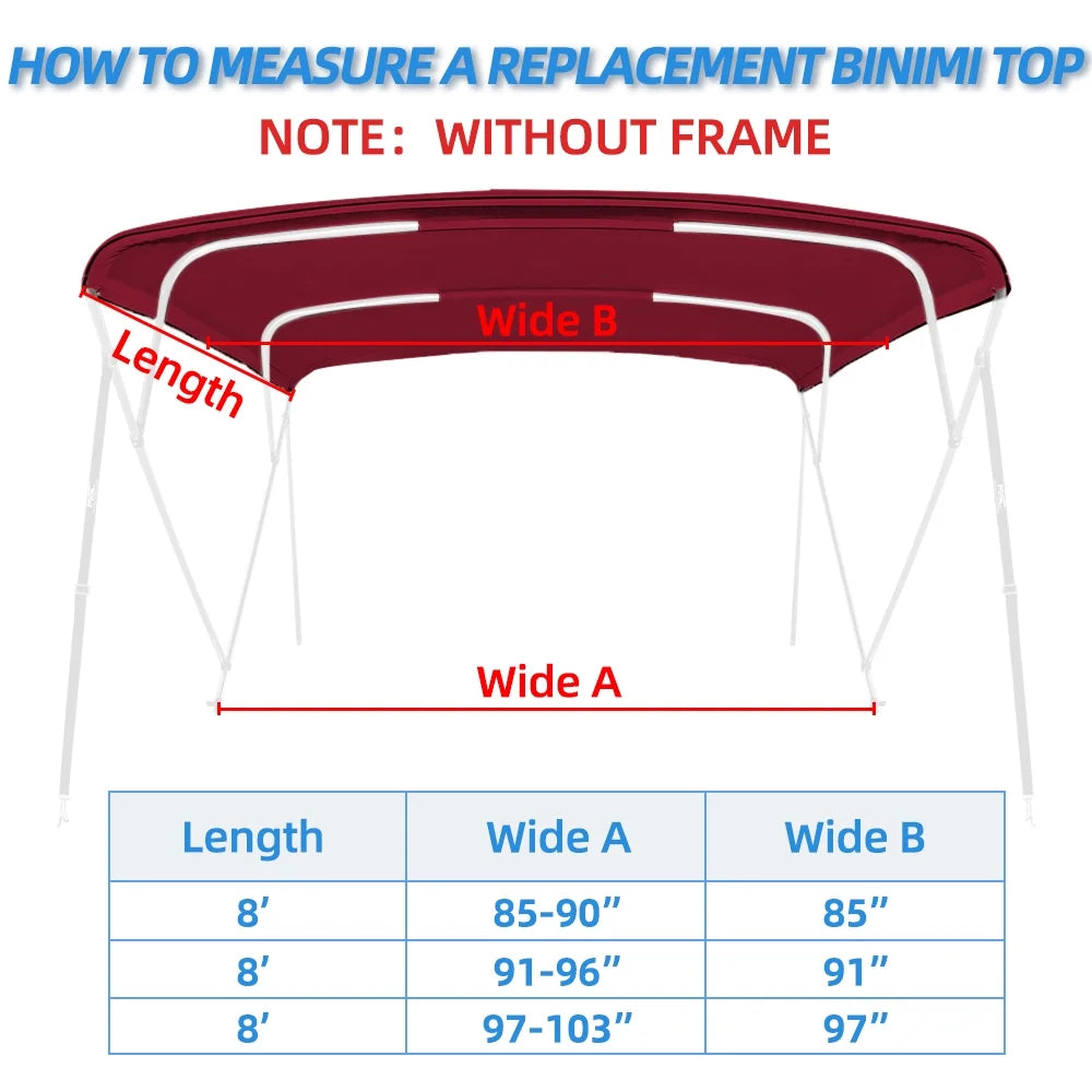 Burgundy Marine Grade Waterproof Bimini Top Replacement Cover M26010