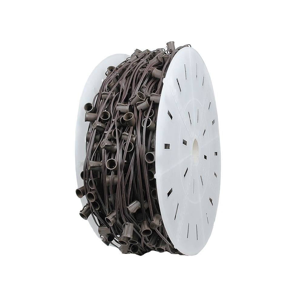 C7 Christmas Stringer Bulk Reel, Brown Wire, 12x22 Spacing, Candelabra Base A99331
