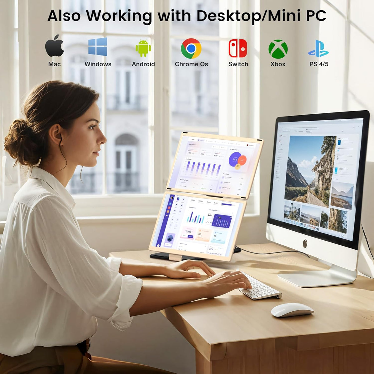 15.6’’ Portable Triple Monitor with 86% NTSC IPS FHD 1080P Display I39119