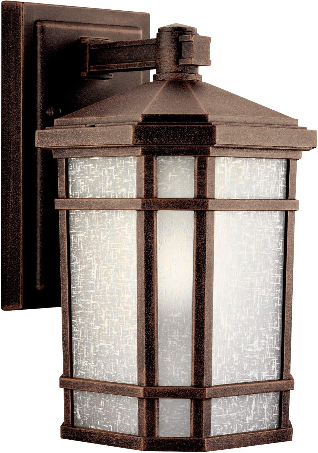 1 Light Outdoor Wall Light with Etched Linen Glass Q688