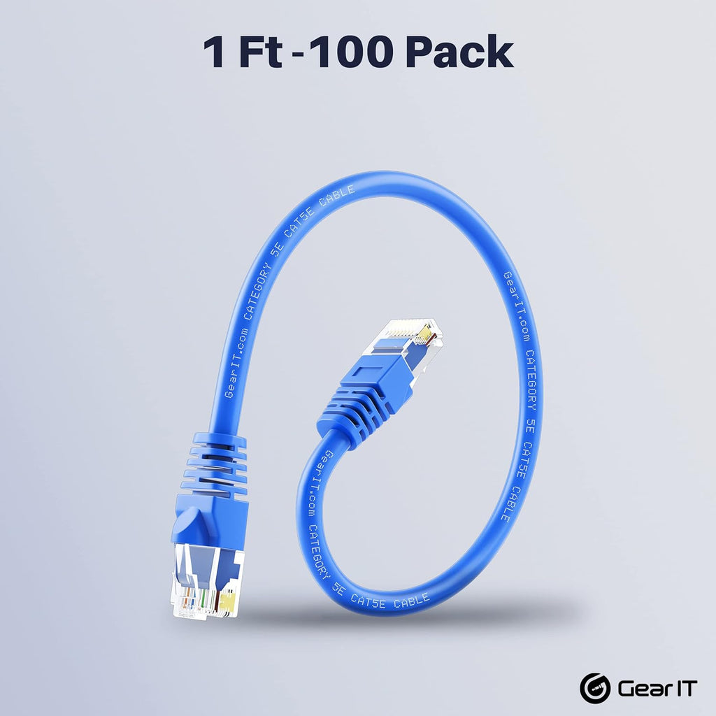 Blue Snagless RJ45 Ethernet Patch Cable 100-Pack 1 Foot F740120