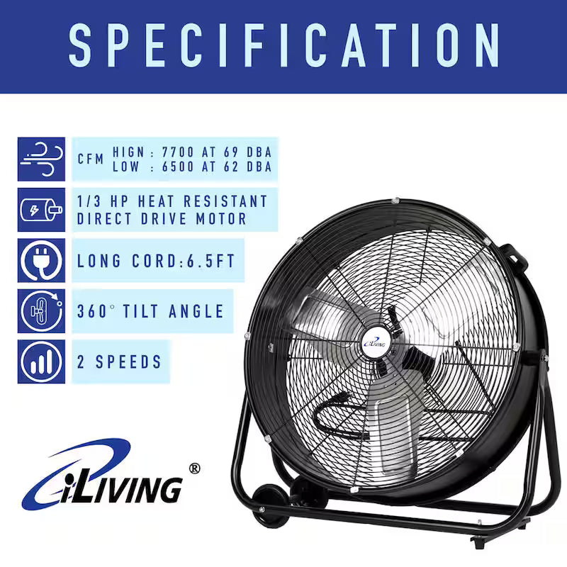 24 in. 2-Speed Drum Fan with Speed Control K7055