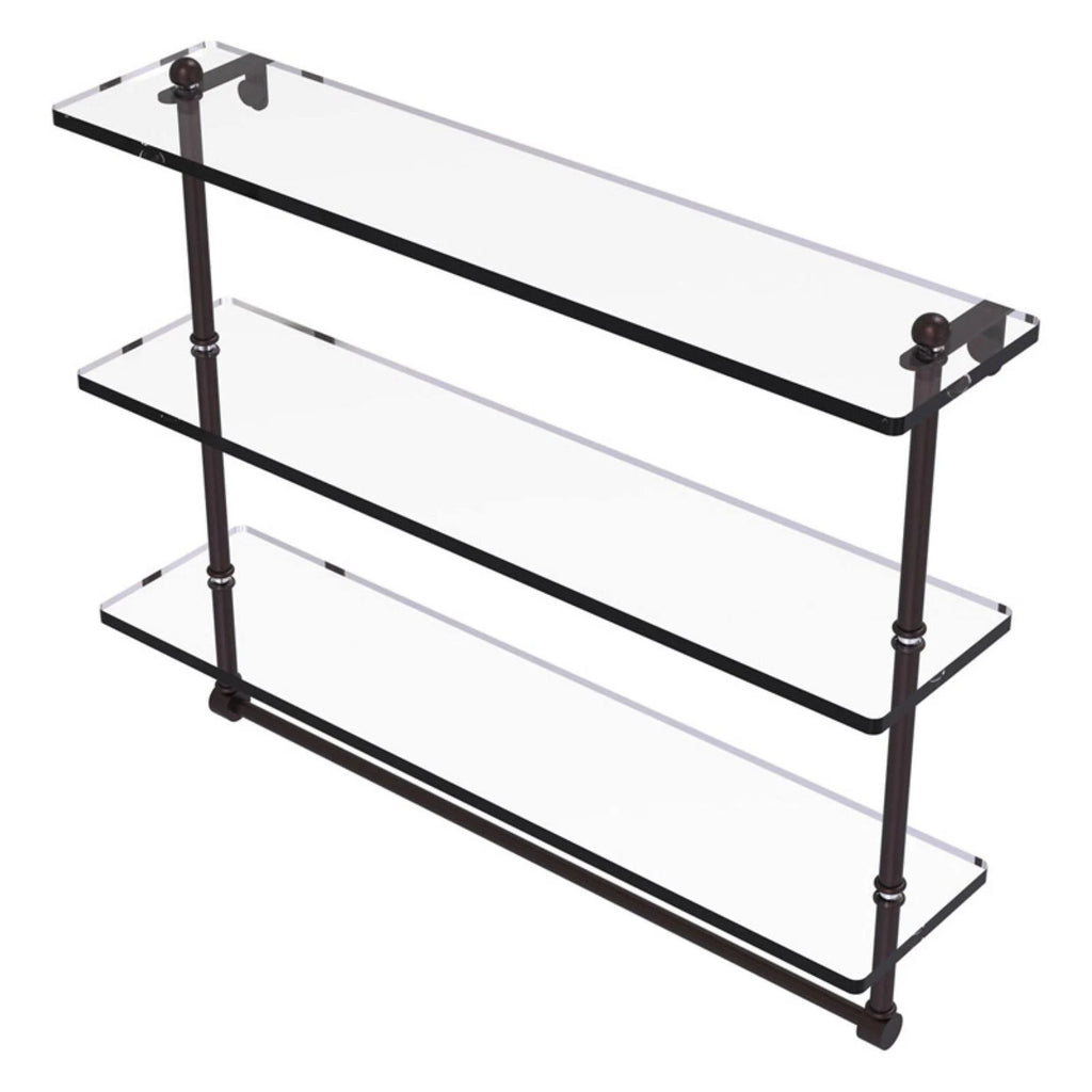 Triple Tiered Glass Shelf with Towel Bar Antique Bronze H171618