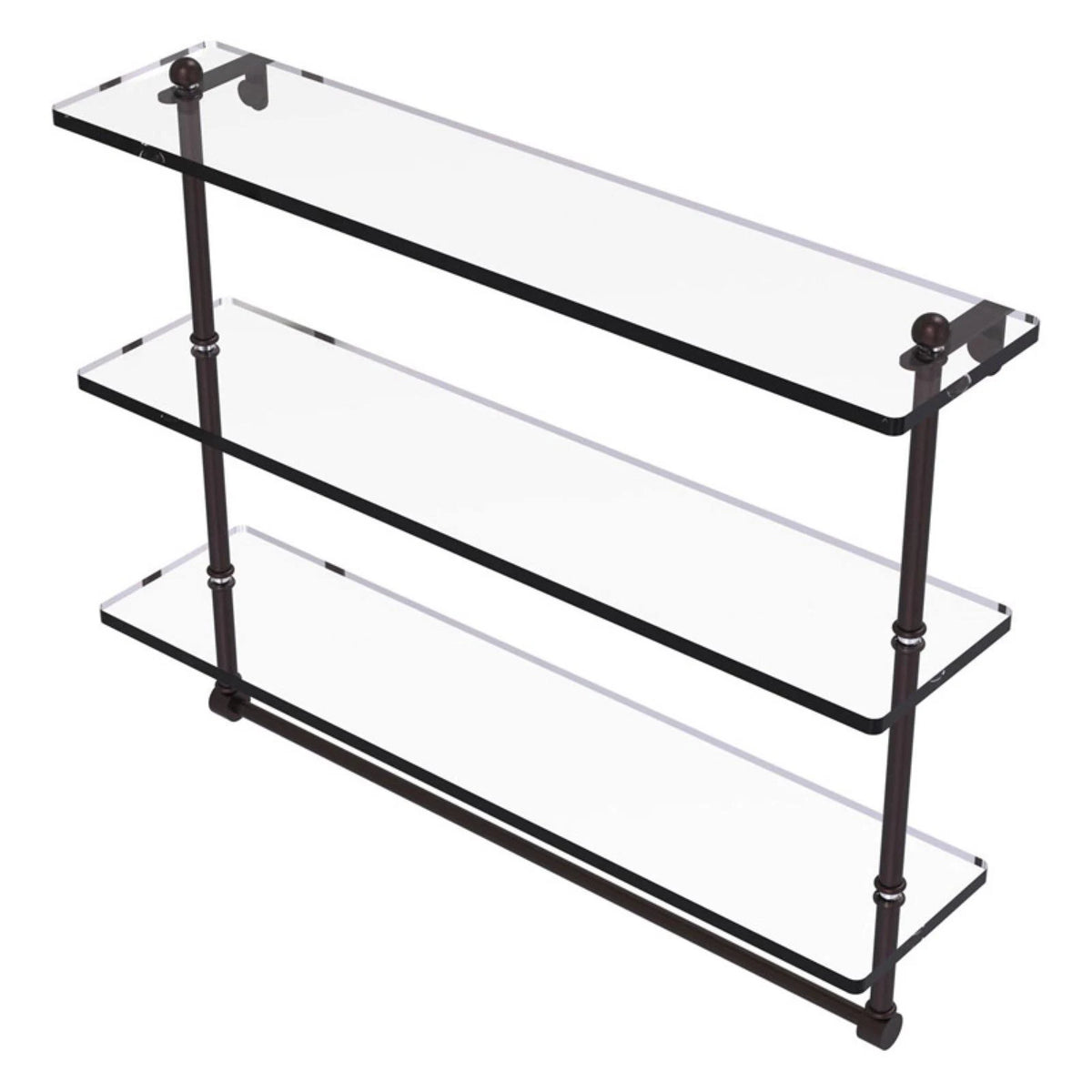 Triple Tiered Glass Shelf with Towel Bar Antique Bronze H171618