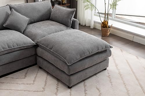 Beige U Shaped Modular Sectional Sofa with Double Chaises and 4 Pillows F162166