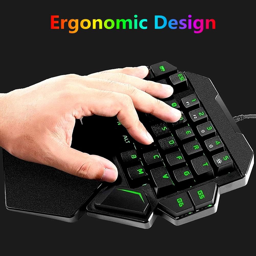 One Handed Mechanical Gaming Keyboard with Wrist Rest F3479